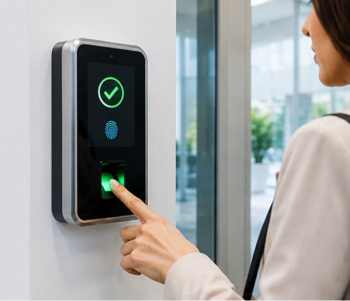 Relógio de ponto biométrico para registo de assiduidade