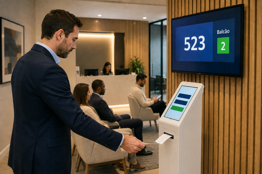 Painel de gestão de filas de atendimento